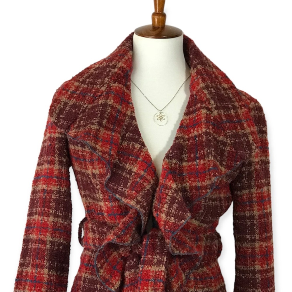 Tabitha Red Plaid Ruffle Front Jacket - Picture 11 of 11